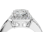 Princess Cut Diamond Halo Engagement Ring in White gold with Triple-Row Round Band_28