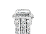 Princess Cut Diamond Halo Engagement Ring in White gold with Triple-Row Round Band_29