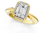 Princess Cut Diamond Halo Engagement Ring in Yellow gold with Plain Split Shank and Prong Setting_1