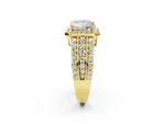 Princess Cut Diamond Halo Engagement Ring in Yellow gold with Triple-Row Round Band_14