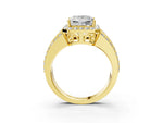 Princess Cut Diamond Halo Engagement Ring in Yellow gold with Triple-Row Round Band_15