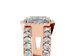 Princess Cut Diamond Halo Ring in Rose gold with Split Shank Band and Prong Setting_5