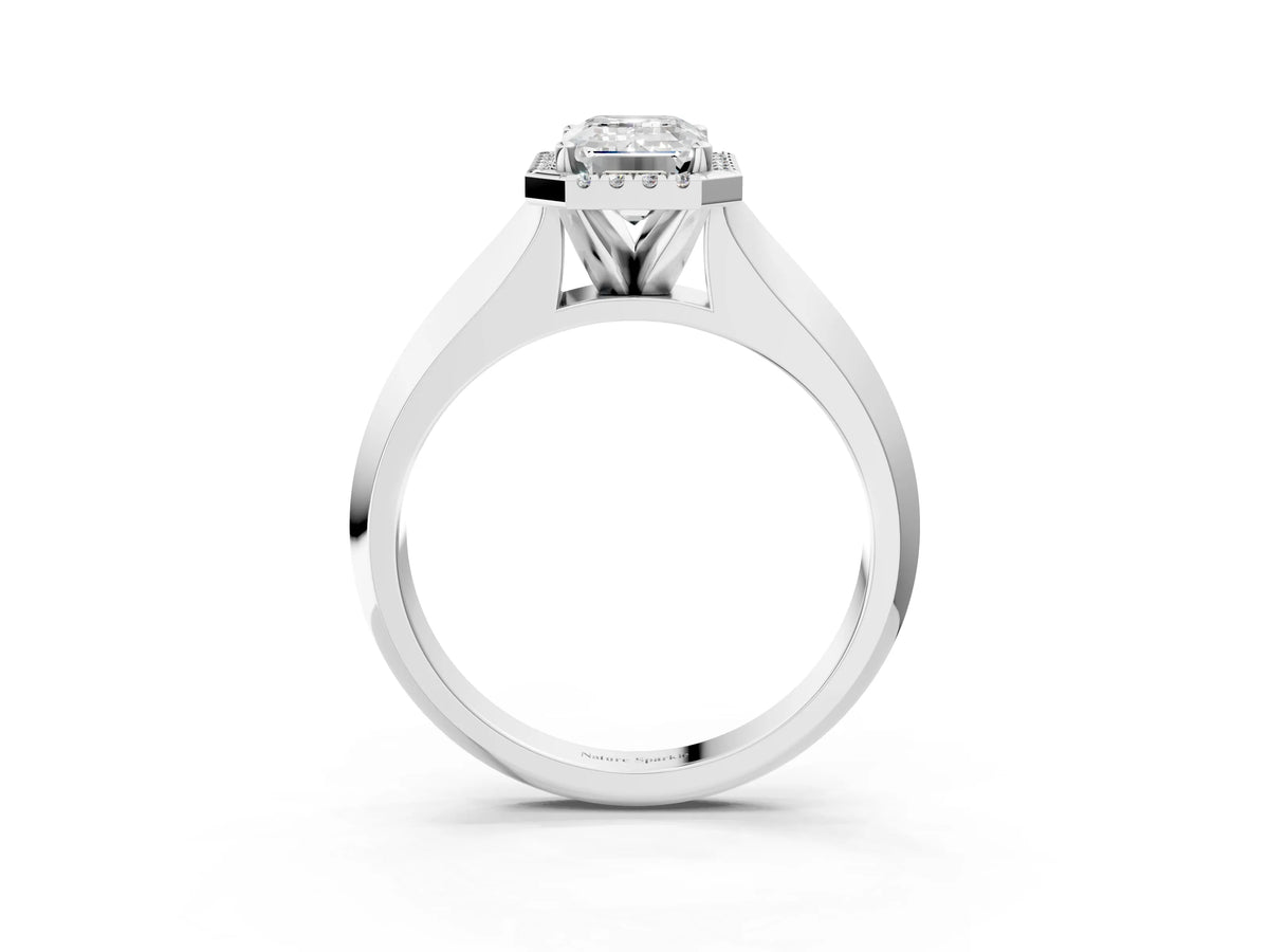Princess Cut Diamond Halo Ring in White gold with Cathedral Band and Prong Setting_73