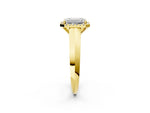 Princess Cut Diamond Halo Ring in Yellow gold with Cathedral Band and Prong Setting_2