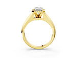 Princess Cut Diamond Halo Ring in Yellow gold with Cathedral Band and Prong Setting_3
