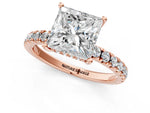 Princess Cut Diamond Hidden Halo Engagement Ring in Rose gold with Round Pavé Band_19