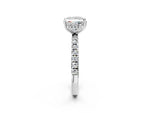 Princess Cut Diamond Hidden Halo Engagement Ring in White gold with Round Pavé Band_20