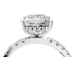 Princess Cut Diamond Hidden Halo Engagement Ring in White gold with Round Pavé Band_22
