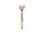 Princess Cut Diamond Hidden Halo Engagement Ring in Yellow gold with Round Pavé Band_20
