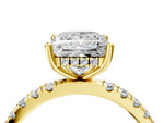 Princess Cut Diamond Hidden Halo Engagement Ring in Yellow gold with Round Pavé Band_22