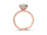 Princess Cut Diamond Hidden Halo Solitaire Ring in Rose gold with Round Pavé Band and Prong Setting_39
