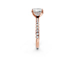 Princess Cut Diamond Hidden Halo Solitaire Ring in Rose gold with Round Pavé Band and Prong Setting_44