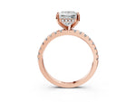 Princess Cut Diamond Hidden Halo Solitaire Ring in Rose gold with Round Pavé Band and Prong Setting_45