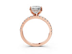 Princess Cut Diamond Hidden Halo Solitaire Ring in Rose gold with Round Pavé Band and Prong Setting_51