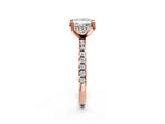 Princess Cut Diamond Hidden Halo Solitaire Ring in Rose gold with Round Pavé Band and Prong Setting_74