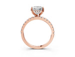 Princess Cut Diamond Hidden Halo Solitaire Ring in Rose gold with Round Pavé Band and Prong Setting_75