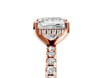 Princess Cut Diamond Hidden Halo Solitaire Ring in Rose gold with Round Pavé Band and Prong Setting_77