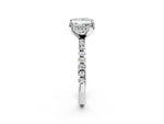 Princess Cut Diamond Hidden Halo Solitaire Ring in White gold with Round Pavé Band and Prong Setting_38