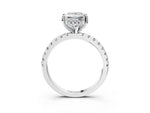 Princess Cut Diamond Hidden Halo Solitaire Ring in White gold with Round Pavé Band and Prong Setting_39