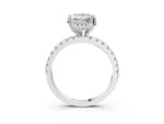 Princess Cut Diamond Hidden Halo Solitaire Ring in White gold with Round Pavé Band and Prong Setting_51