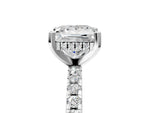 Princess Cut Diamond Hidden Halo Solitaire Ring in White gold with Round Pavé Band and Prong Setting_53