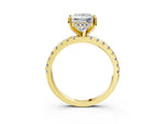 Princess Cut Diamond Hidden Halo Solitaire Ring in Yellow gold with Round Pavé Band and Prong Setting_39