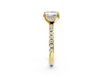 Princess Cut Diamond Hidden Halo Solitaire Ring in Yellow gold with Round Pavé Band and Prong Setting_44