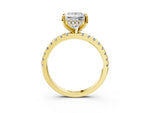 Princess Cut Diamond Hidden Halo Solitaire Ring in Yellow gold with Round Pavé Band and Prong Setting_45