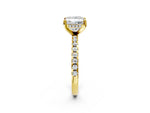 Princess Cut Diamond Hidden Halo Solitaire Ring in Yellow gold with Round Pavé Band and Prong Setting_50