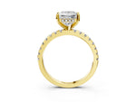Princess Cut Diamond Hidden Halo Solitaire Ring in Yellow gold with Round Pavé Band and Prong Setting_51