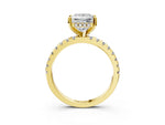 Princess Cut Diamond Hidden Halo Solitaire Ring in Yellow gold with Round Pavé Band and Prong Setting_57