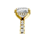 Princess Cut Diamond Hidden Halo Solitaire Ring in Yellow gold with Round Pavé Band and Prong Setting_59