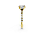 Princess Cut Diamond Hidden Halo Solitaire Ring in Yellow gold with Round Pavé Band and Prong Setting_86