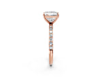 Princess Cut Diamond Pavé Band Solitaire Ring in Rose gold with Round Accents_26