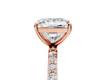 Princess Cut Diamond Pavé Band Solitaire Ring in Rose gold with Round Accents_29