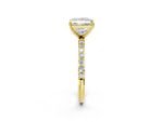 Princess Cut Diamond Pavé Band Solitaire Ring in Yellow gold with Round Accents_26