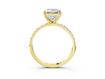 Princess Cut Diamond Pavé Band Solitaire Ring in Yellow gold with Round Accents_27