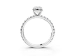 Princess Cut Diamond Pavé Solitaire Ring in Silver with Round Pavé Band and Prong Setting_3