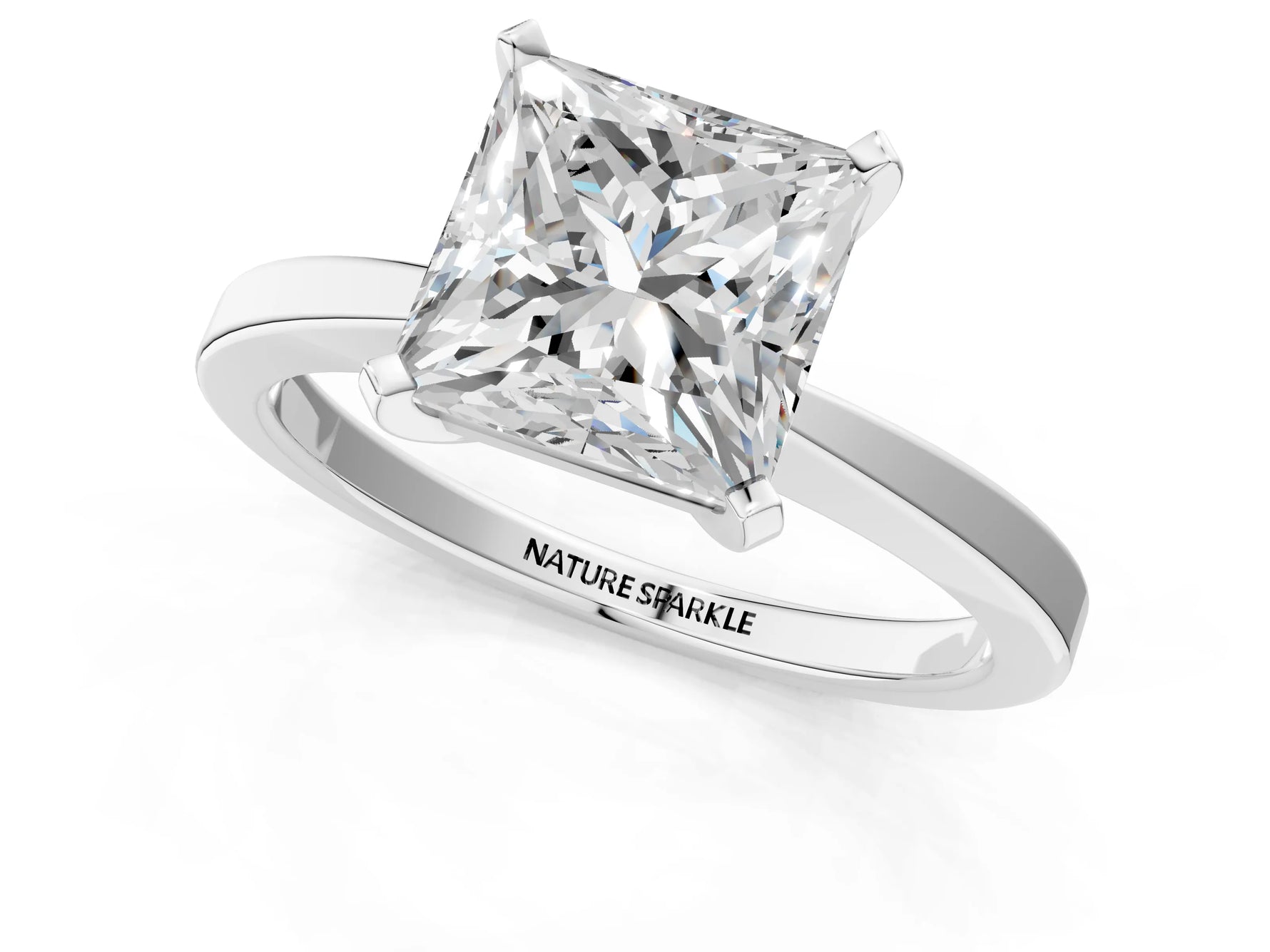 Princess Cut Diamond Solitaire Engagement Ring in White gold with Prong Setting_13