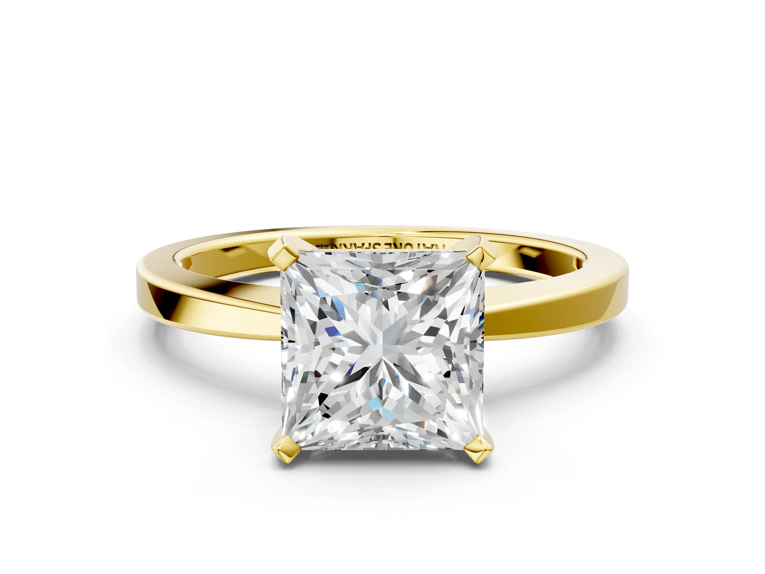 Princess Cut Diamond Solitaire Engagement Ring in Yellow gold with Prong Setting_12