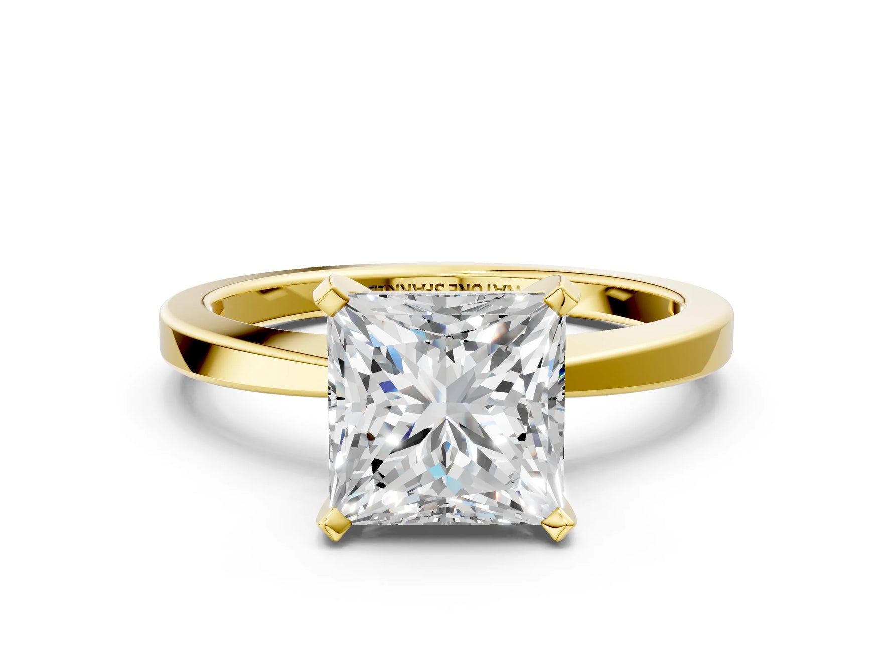 Princess Cut Diamond Solitaire Engagement Ring in Yellow gold with Prong Setting_12