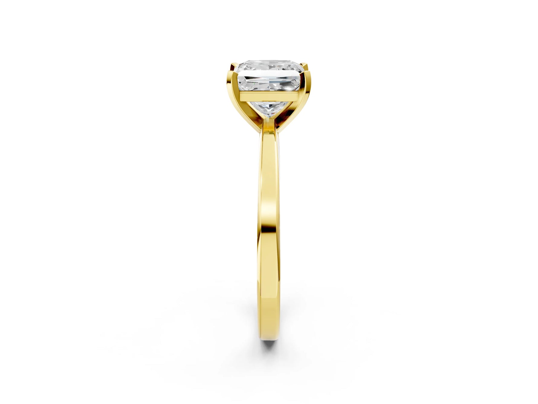 Princess Cut Diamond Solitaire Engagement Ring in Yellow gold with Prong Setting_14
