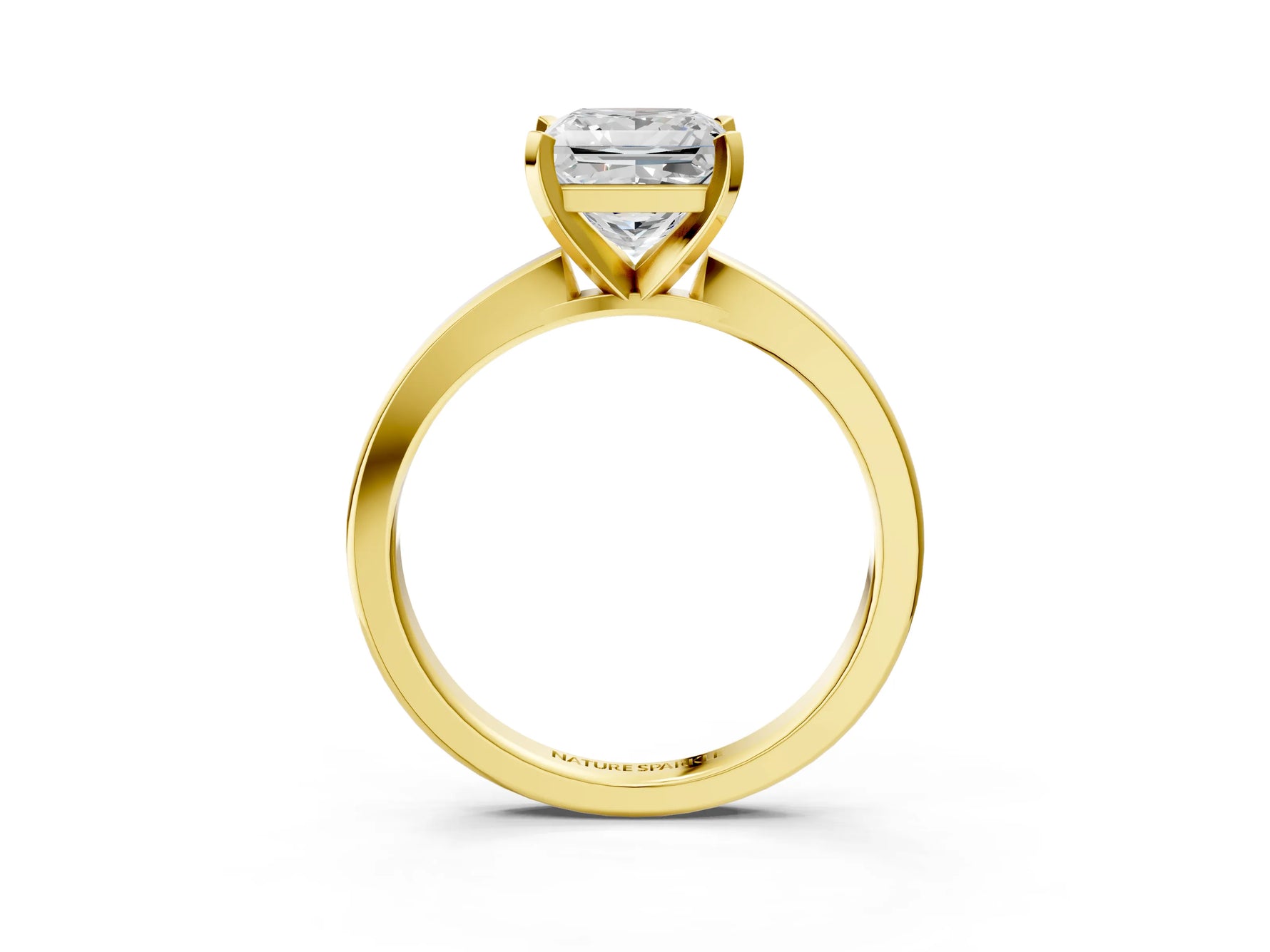 Princess Cut Diamond Solitaire Engagement Ring in Yellow gold with Prong Setting_15