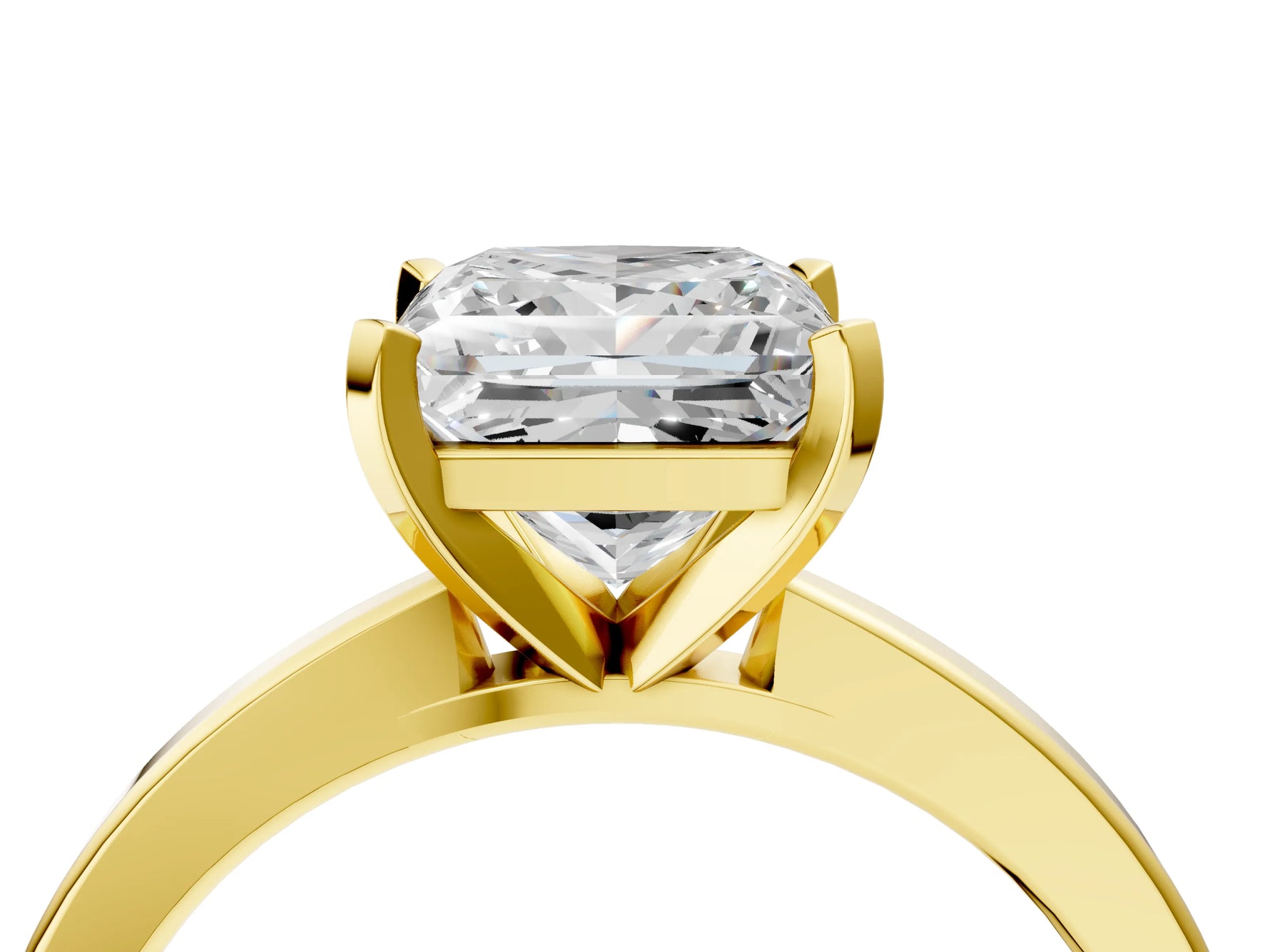 Princess Cut Diamond Solitaire Engagement Ring in Yellow gold with Prong Setting_16