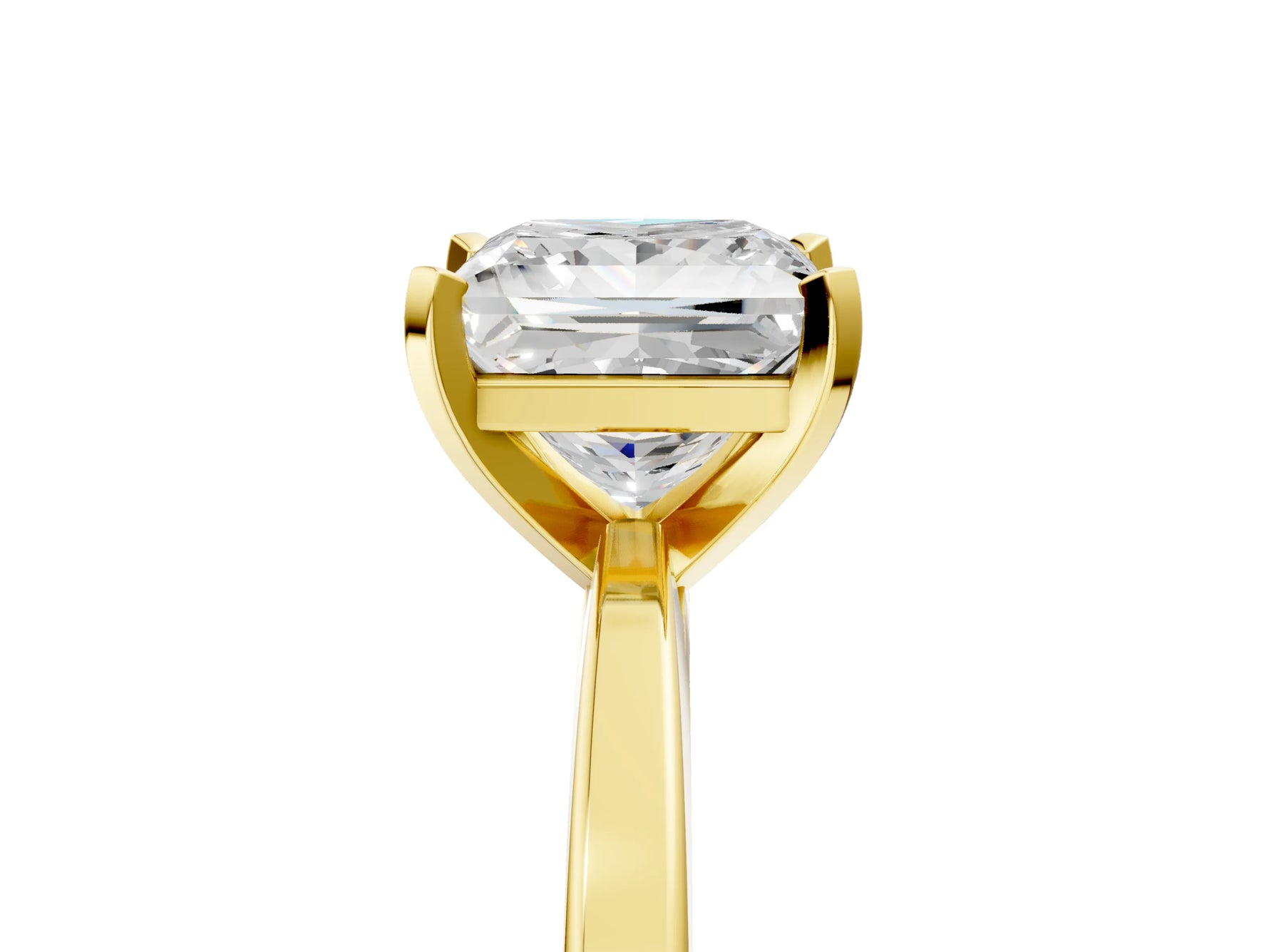 Princess Cut Diamond Solitaire Engagement Ring in Yellow gold with Prong Setting_17