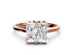 Princess Cut Diamond Solitaire Ring in Rose gold with Flower Prong Setting_18