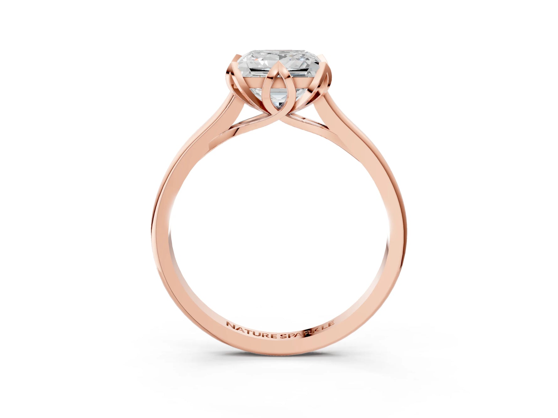 Princess Cut Diamond Solitaire Ring in Rose gold with Flower Prong Setting_21