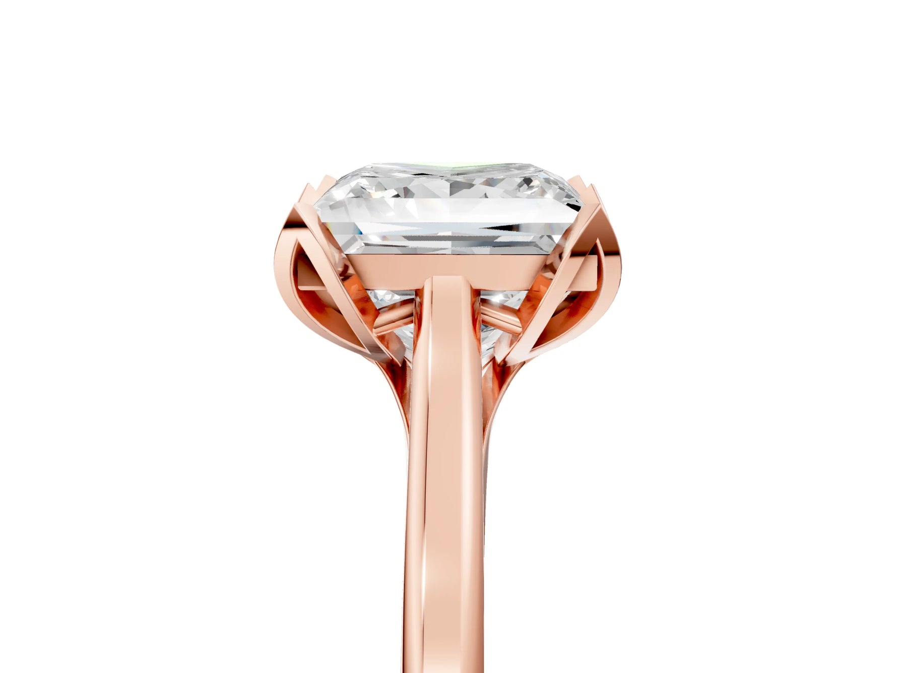 Princess Cut Diamond Solitaire Ring in Rose gold with Flower Prong Setting_23
