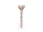Princess Cut Diamond Solitaire Ring in Rose gold with Pear and Round Cluster Band_14