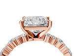 Princess Cut Diamond Solitaire Ring in Rose gold with Pear and Round Cluster Band_16